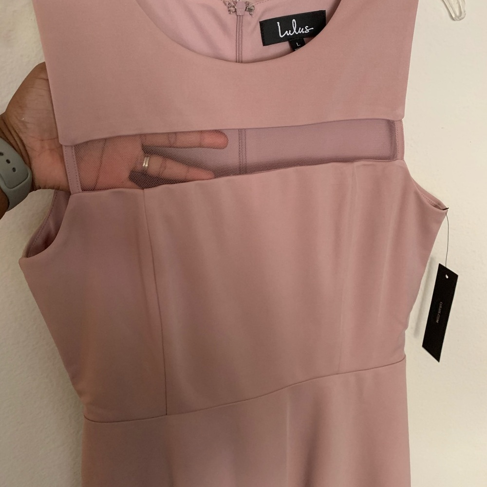 Lulu's Mauve Mesh Skater Dress - Picture 3 of 4